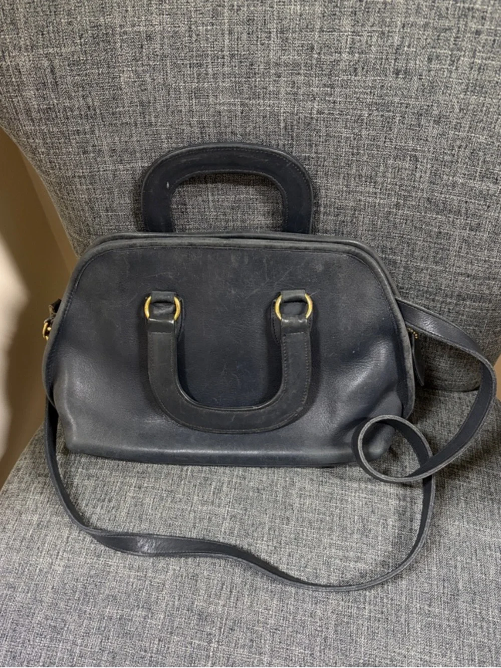 Coach Vintage Classic Navy Leather Satchel Handbag - Picture 1 of 1